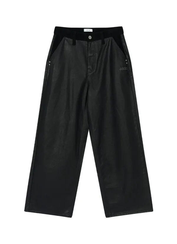 TESS LEATHER MIX CORDUROY PANTS