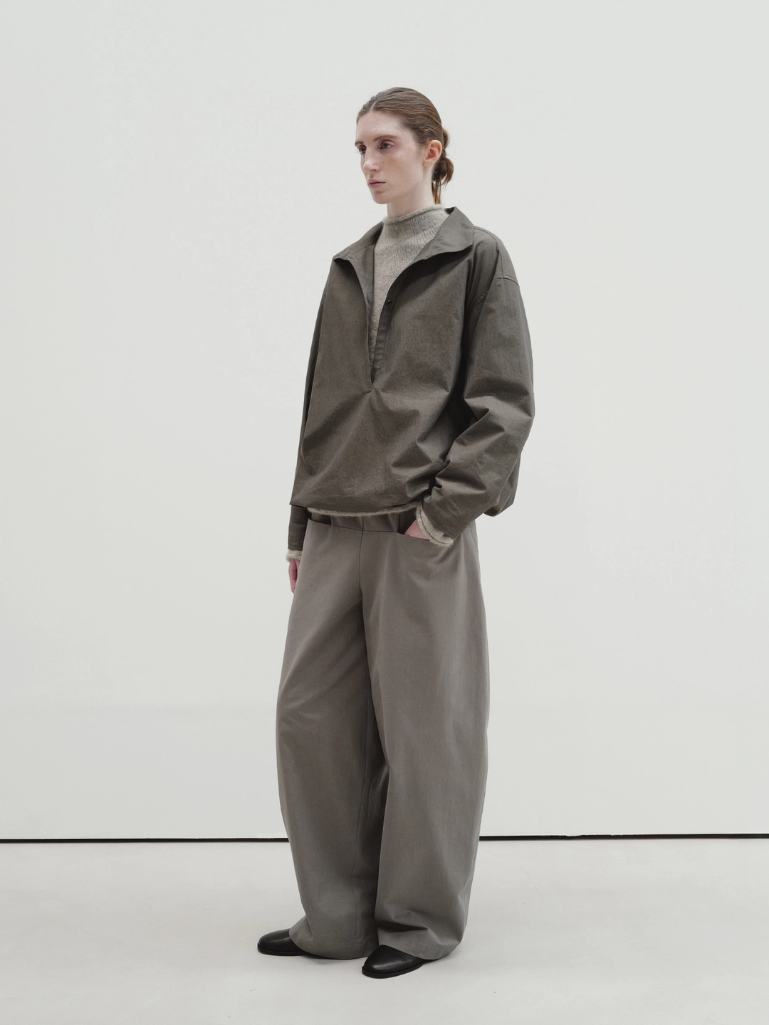 모이아 half placket shirt (ash gray) 상품 이미지 3