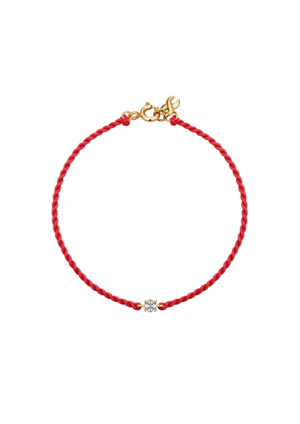 [G] Lucky Dia Silk Bracelet_Red