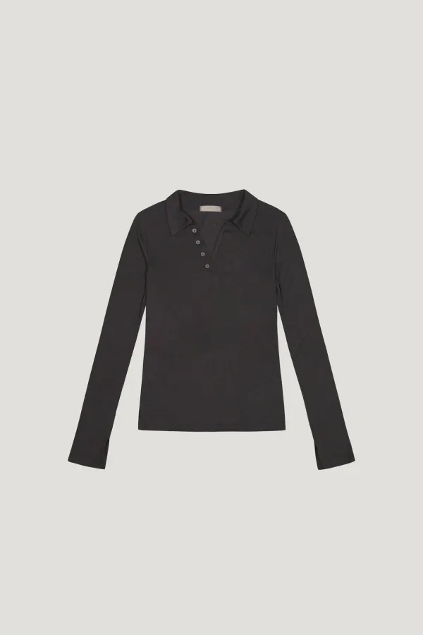 Sheer Collar Tee (charcoal)
