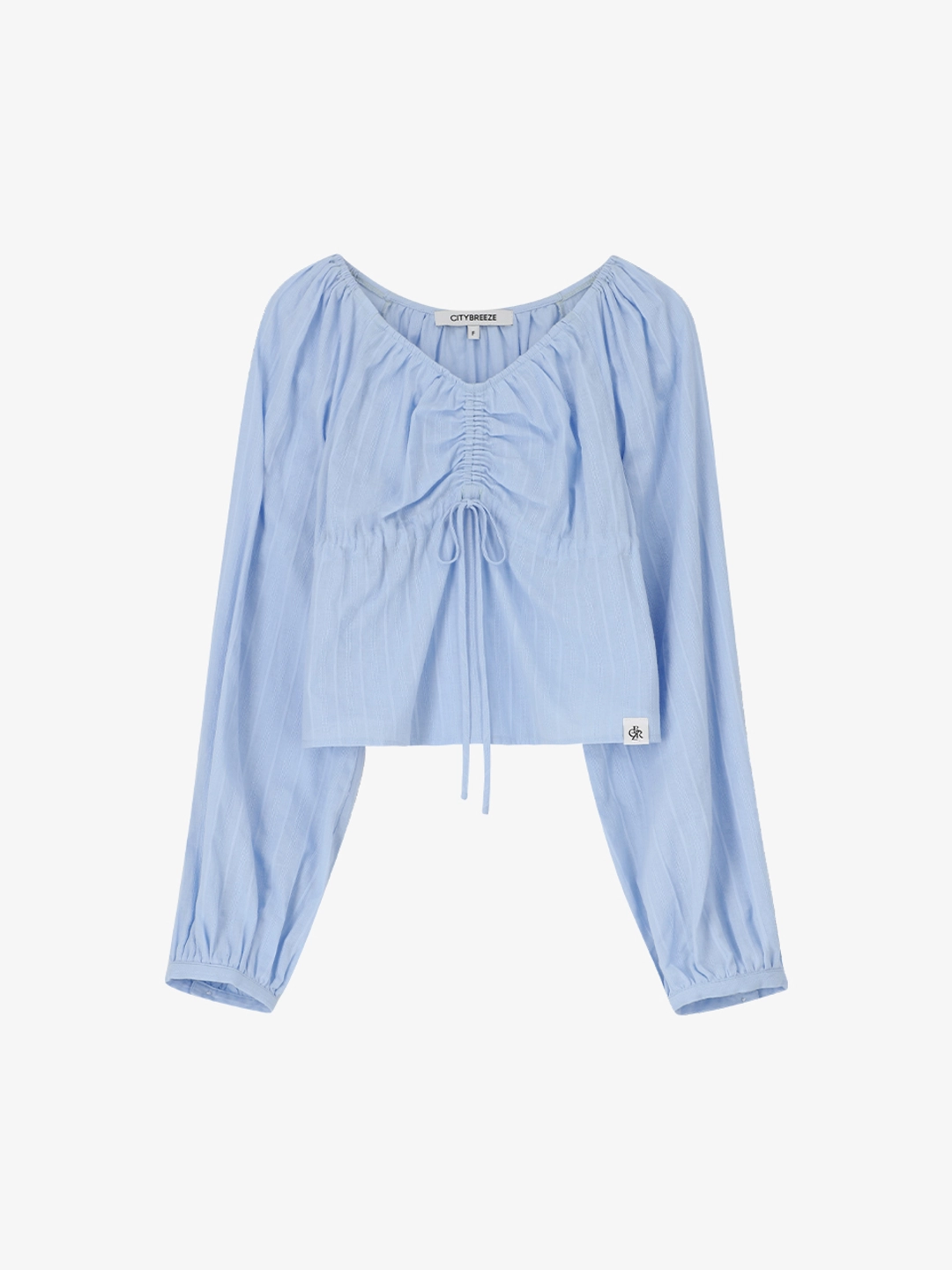 시티브리즈 브이넥 셔링 블라우스_SKY BLUE 상품 이미지 1