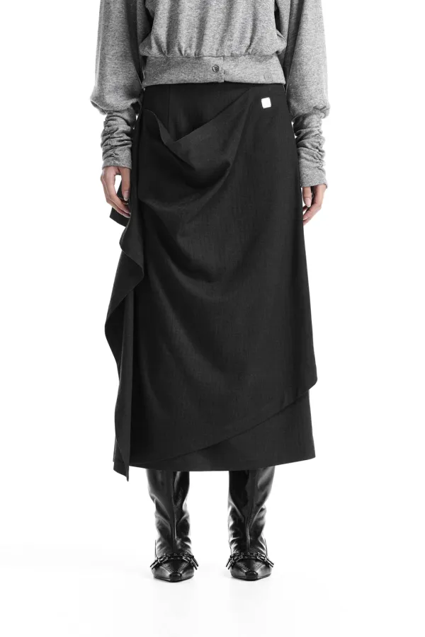 Layered Overlay Set-Up Skirt [ Charcoal ]