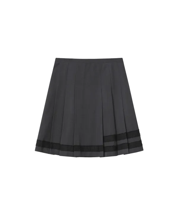 Trimmed midi skirt CHARCOAL