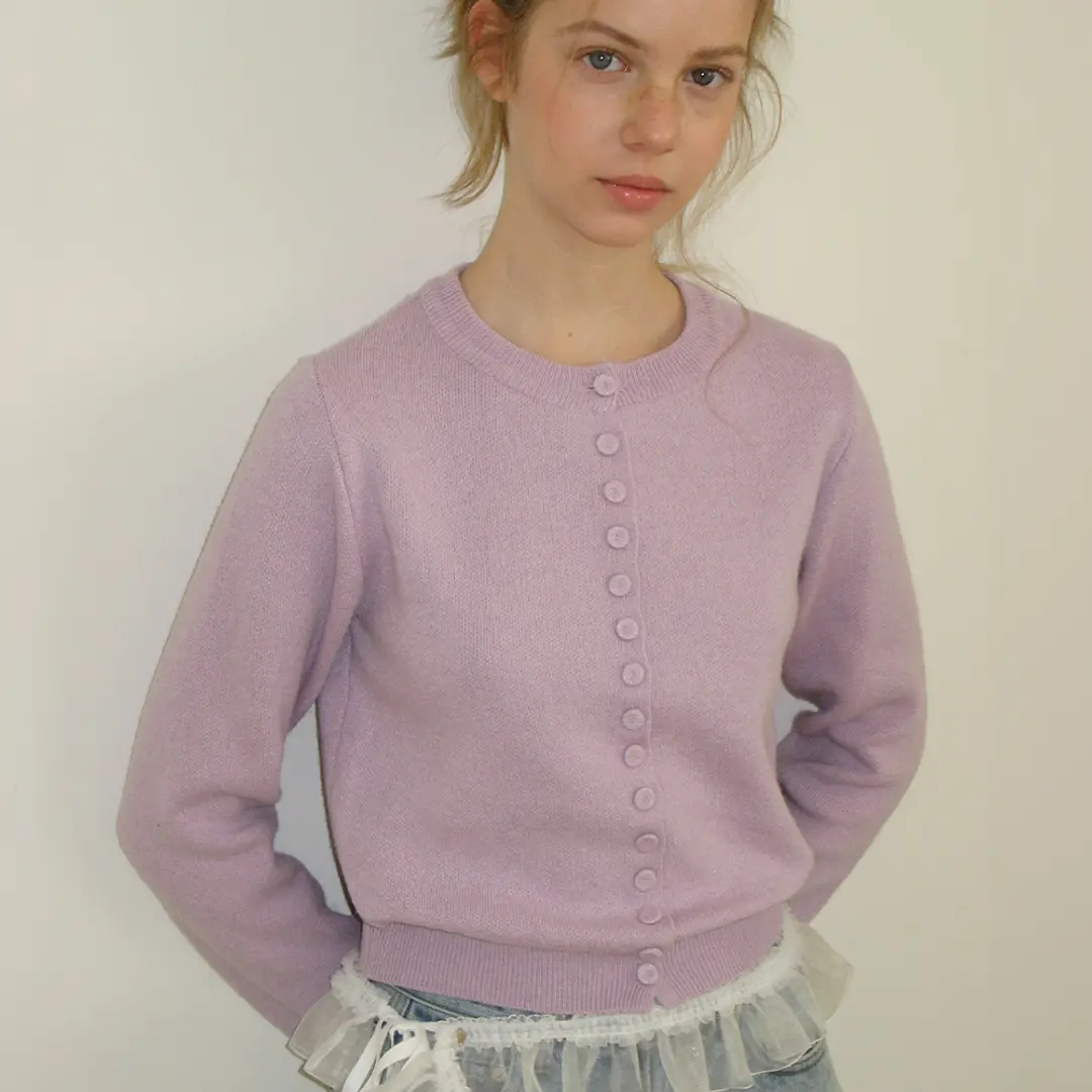 론론 BUTTON UP KNIT CARDIGAN SOFT PURPLE 상품 이미지 2