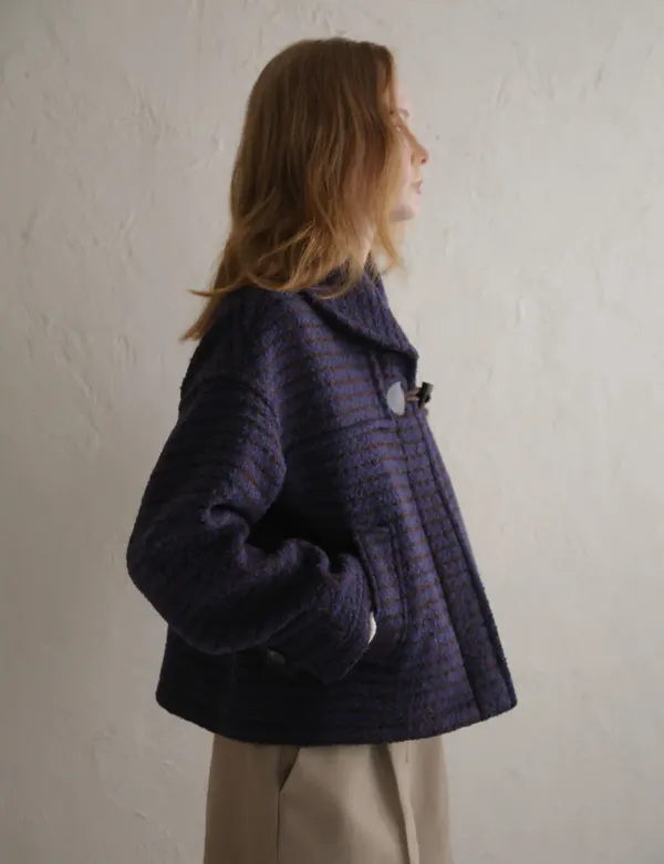 Carol Shawl Collar Half Coat (Check)