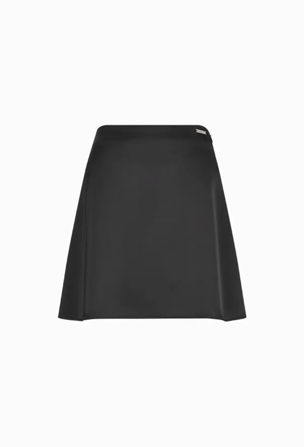Bonita Satin Mini Skirt (Black)