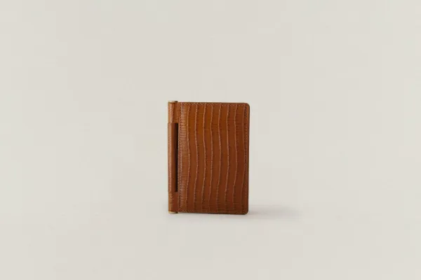 PORTE CARTES PAUMELLE LIZARD BROWN