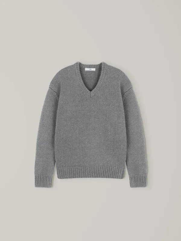 City Wool V-Neck Knit - Gray