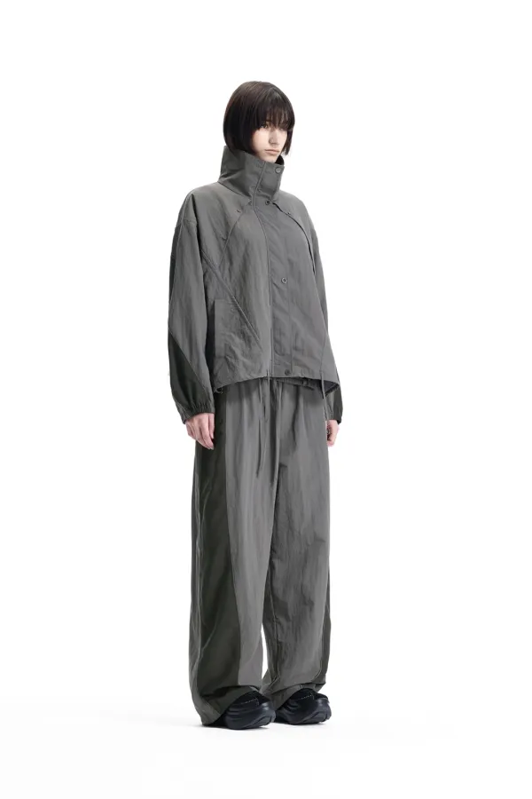 Linear Contrast Track Set-Up Jacket [ Gray ]