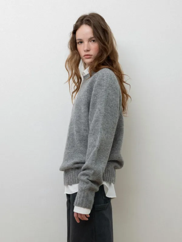 Glen wholegarment pullover_melange grey