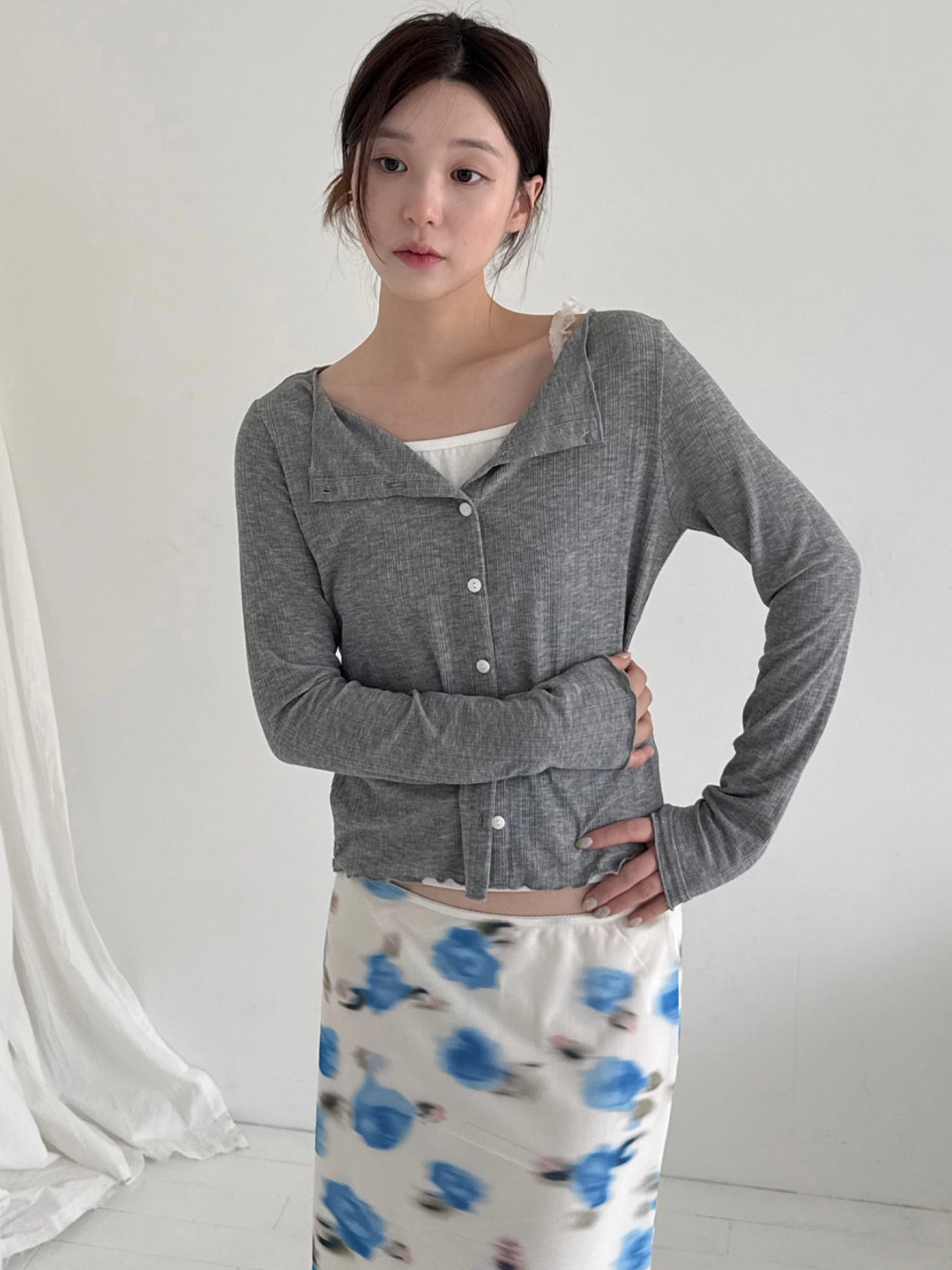 쏘이르 BASIC OPEN CARDIGAN - GRAY 상품 이미지 1