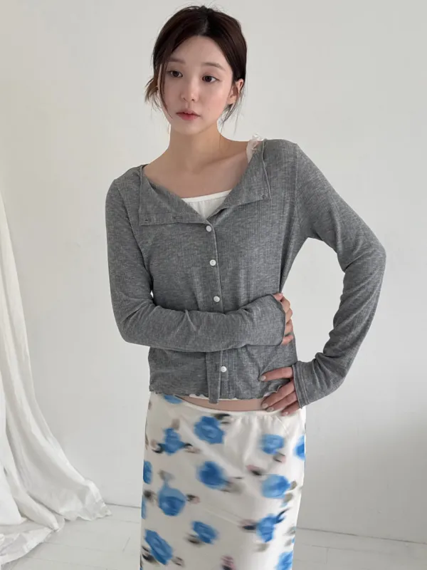 BASIC OPEN CARDIGAN - GRAY