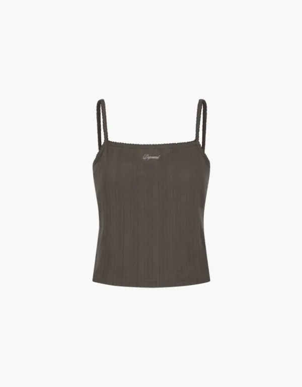 eyelet cap sleeveless - brown