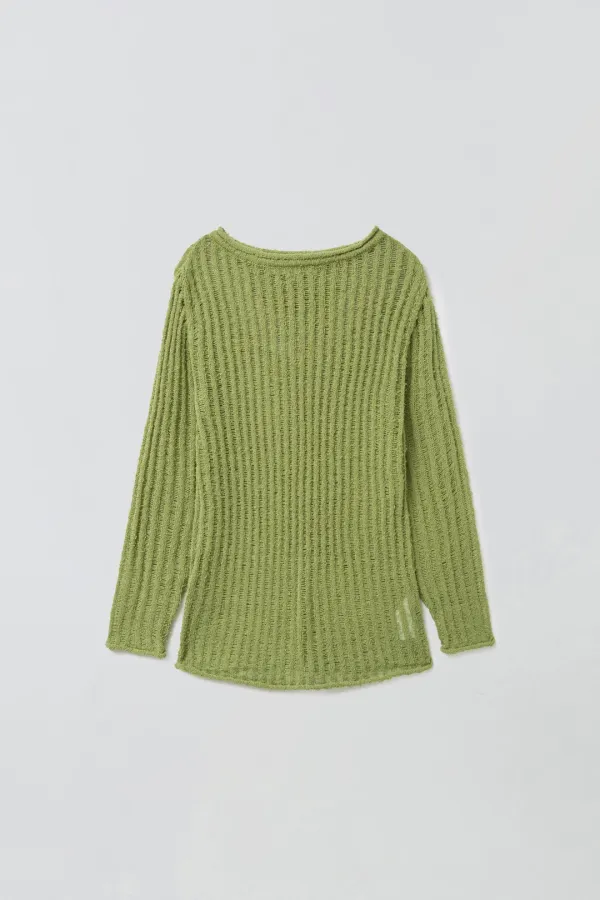 NETTING OVER KNIT_OLIVE