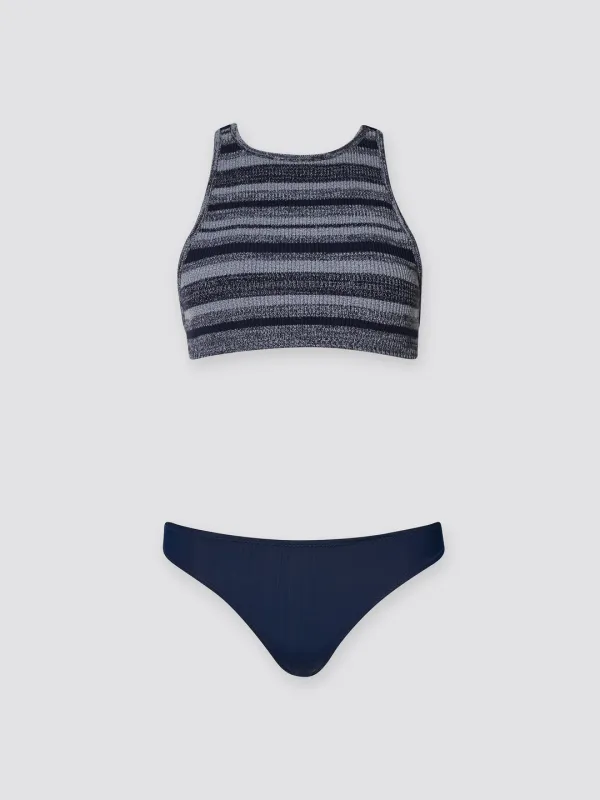 MULTI STRIPE KNIT BIKINI [BLUE]