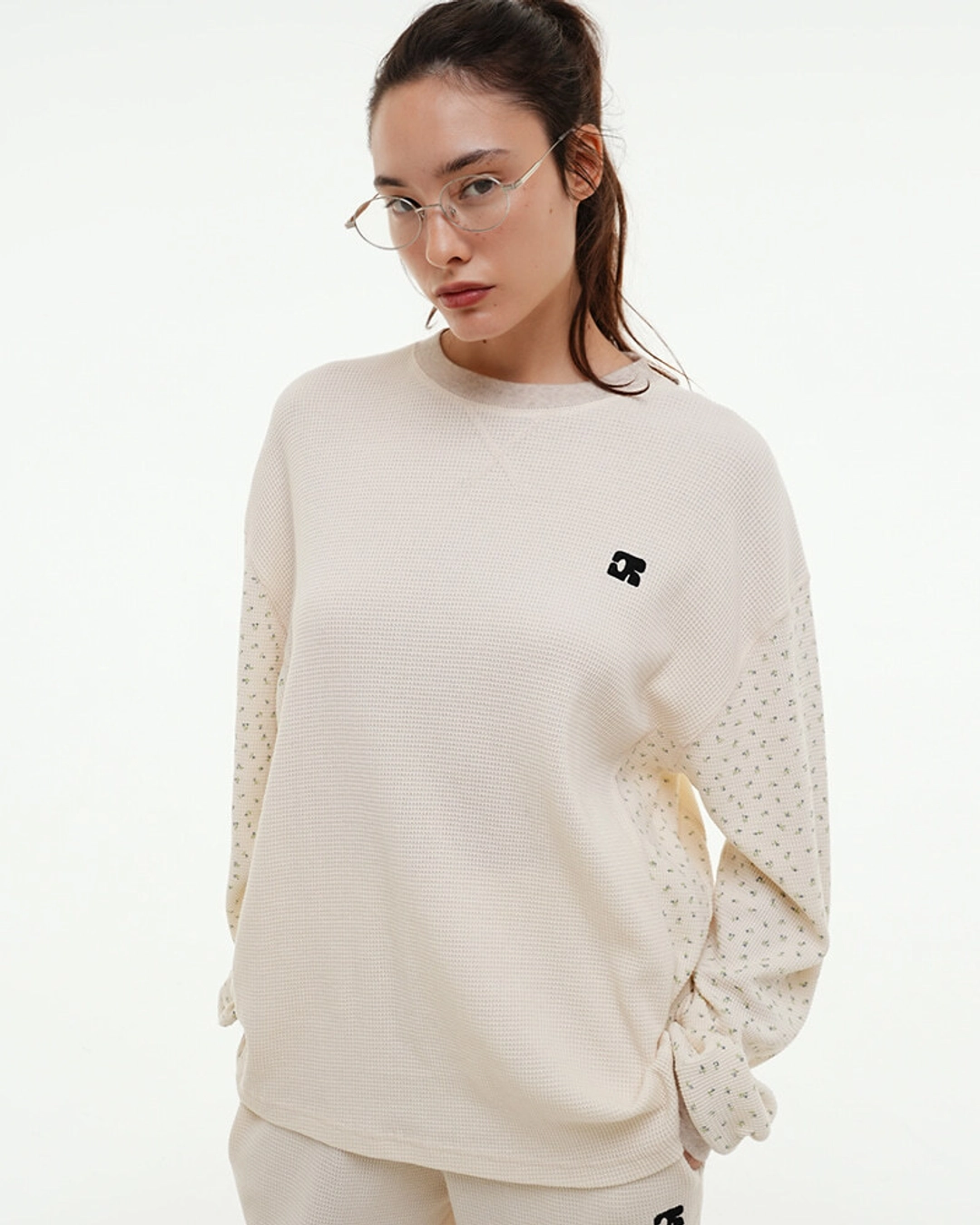 센토르 WAFFLE FLOWER COLOR BLOCK LONG SLEEVE_IVORY 상품 이미지 2