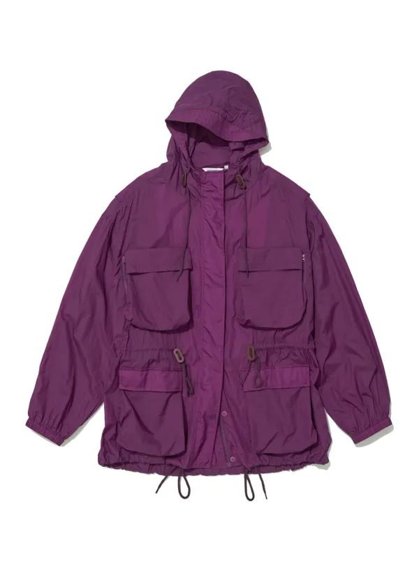 [WOMEN] LIGHTWEIGHT HOODED UTILITY JACKET_MIDNIGHT PLUM