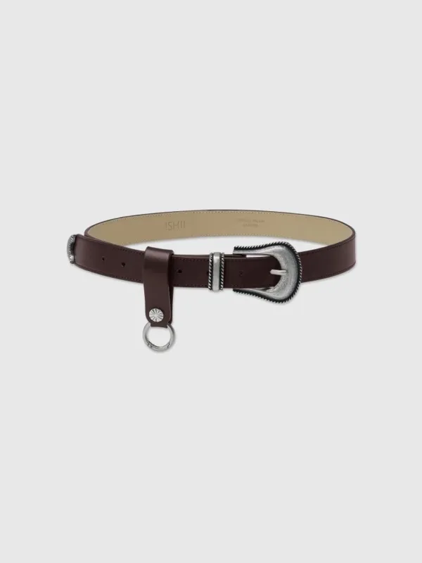[Exclusive] Western Belt & Belt Loop / From Italy Leather (Dark Brown)