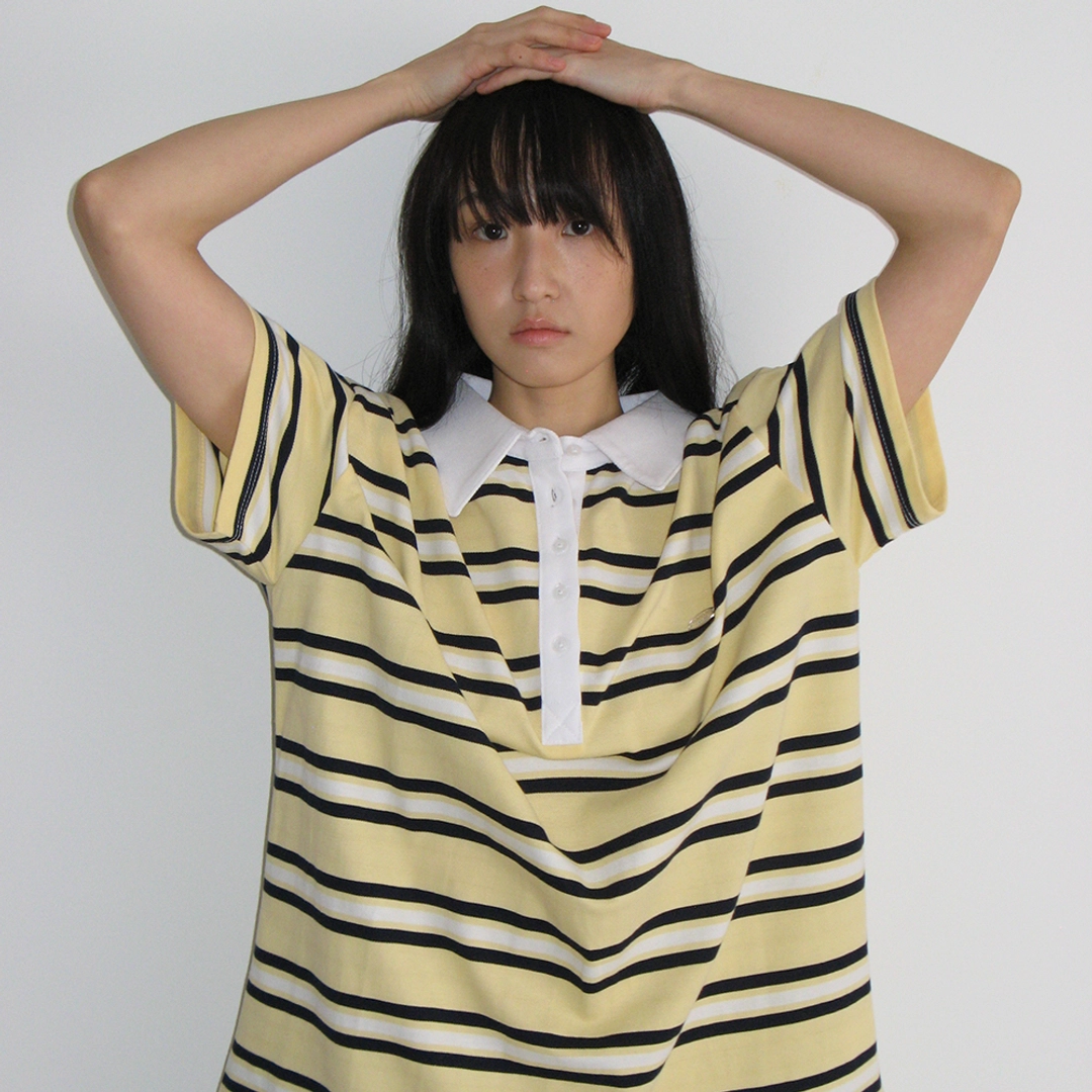 론론 HENRYNECK RUGBY TEE YELLOW NAVY STRIPE 상품 이미지 1