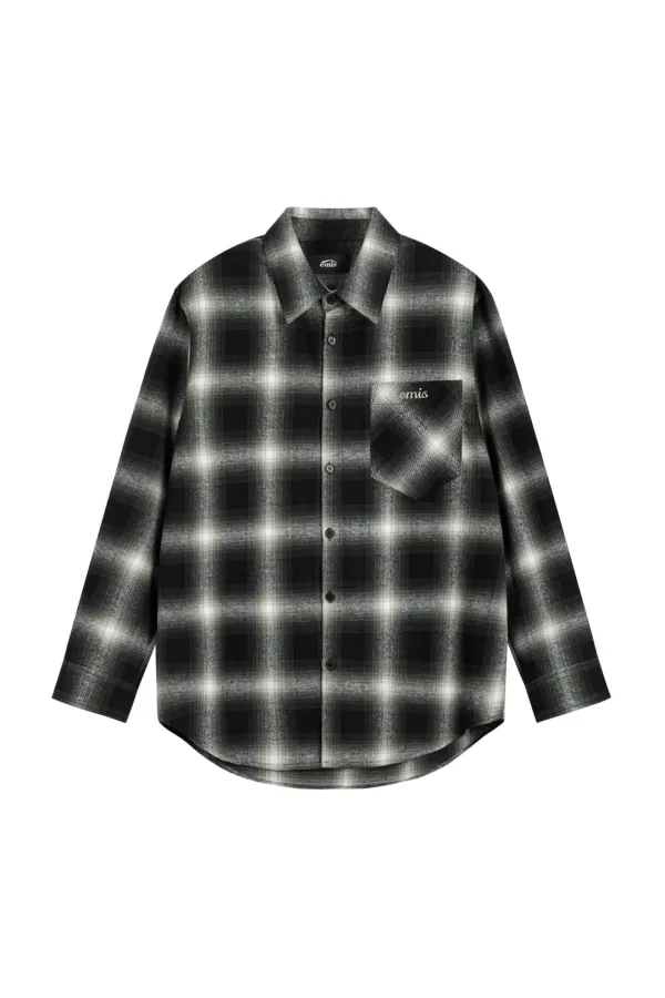 FLANEL CHECK SHIRT-BLACK