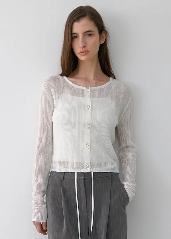 (CD-2199)TWO BUTTON POINT CARDIGAN