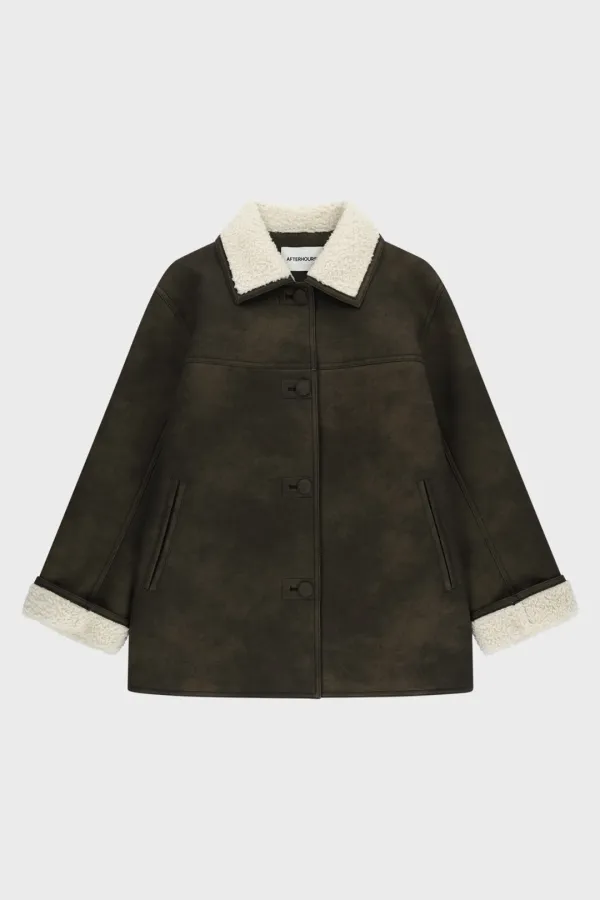 WOOL SHEARLING MUSTANG JACKET (KHAKI-BLACK)