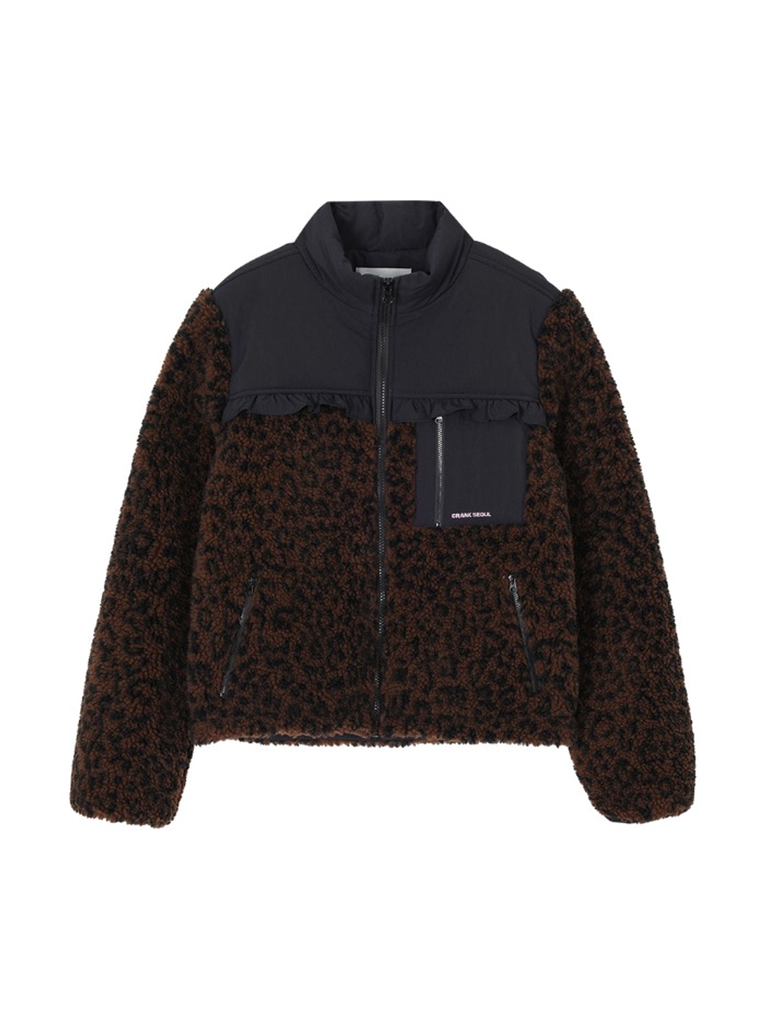 크랭크 FRILL LEOPARD FLEECE JACKET_BROWN 상품 이미지 1
