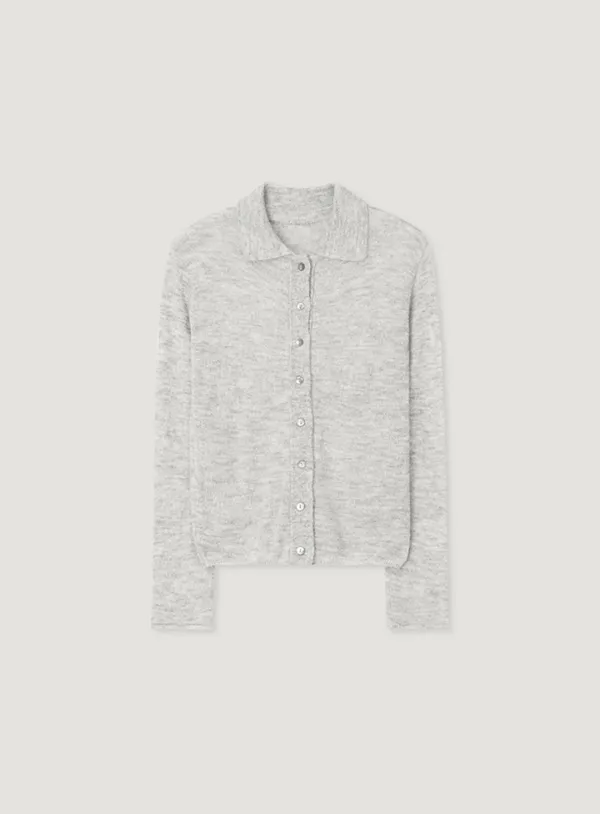 RIA COLLAR CARDIGAN_LIGHT GREY
