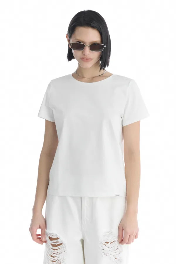 Essential Silky Cotton T-Shirts [ White ]