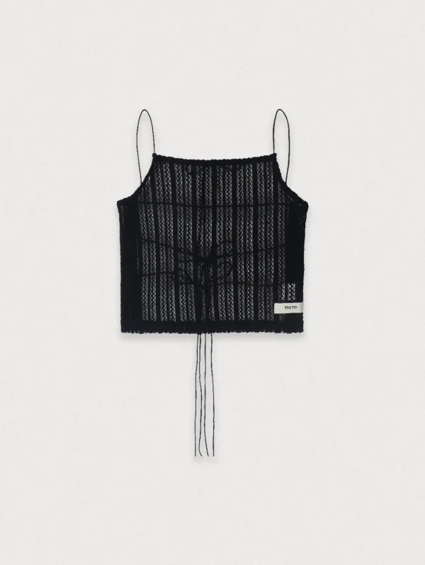 NARCISSISM BACKLESS TOP - BLACK