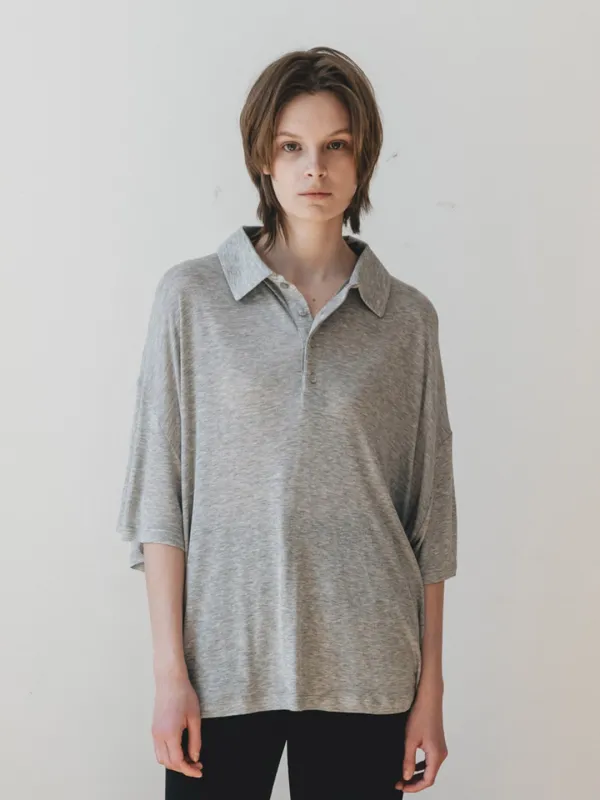 [26 Summer] Collar sheer top - Gray
