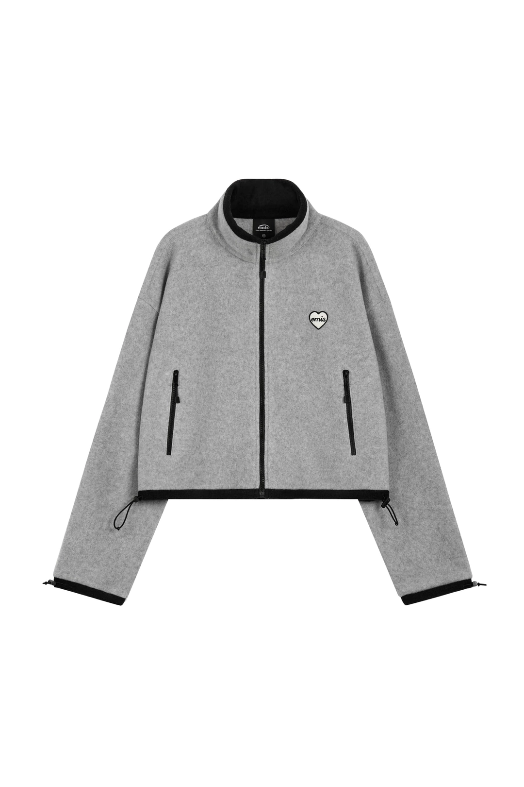 이미스 (W) CROPPED HEART WAPPEN ZIP UP FLEECE-GRAY 상품 이미지 3