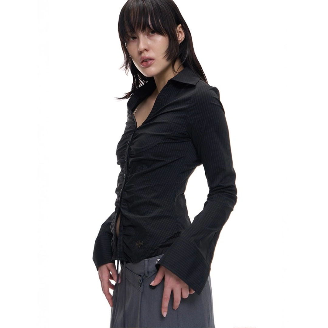 2000아카이브 BELLA TIE SHIRT (BLACK STRIPE) 상품 이미지 2