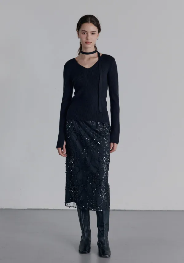 Eclat Sequin Skirt (Black)
