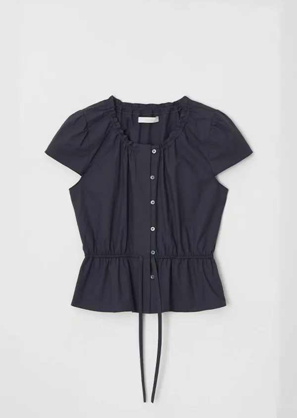shirring peplum blouse-navy(6월 19일 부터 순차발송)