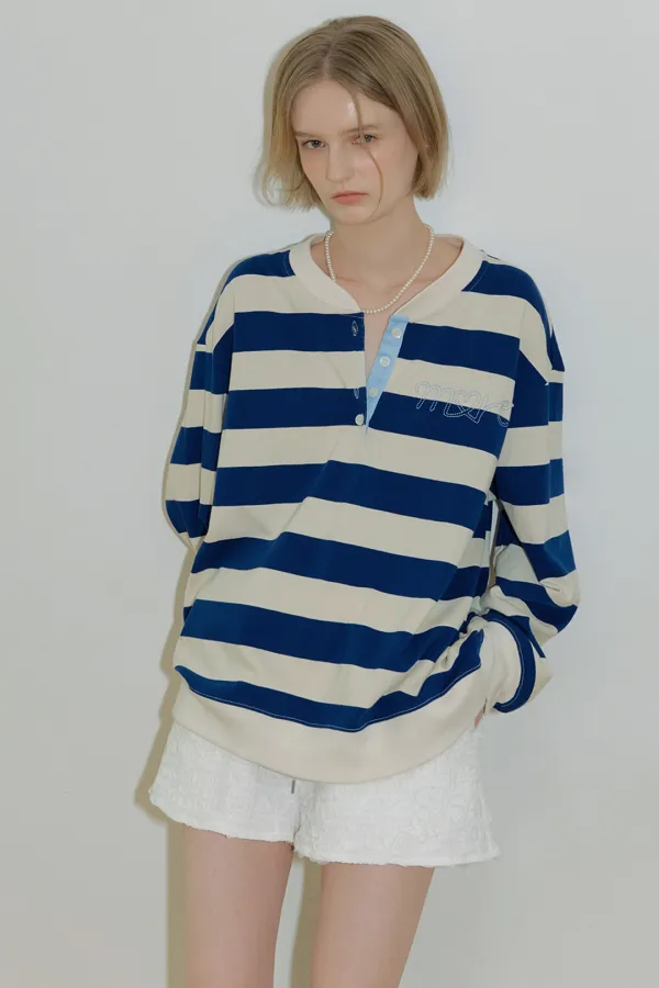 [11차]HENLEYNECK STRIPE TEE - BLUE