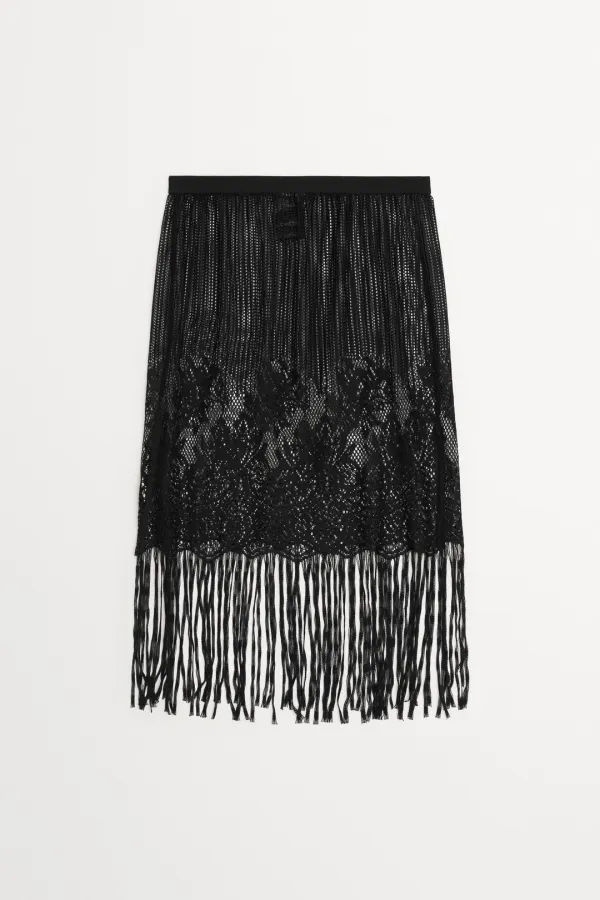 Deva Fringe Skirt black
