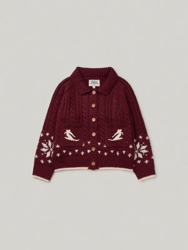 Foy Cowichan Cardigan - Wine포이 코위찬 가디건