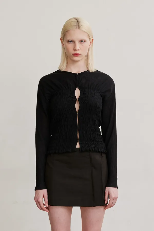 SMOCKING HOOK BLOUSE (BLACK)
