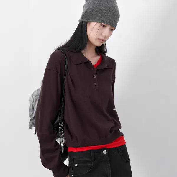 (T-7319)CASHMERE BLEND POLO KNIT