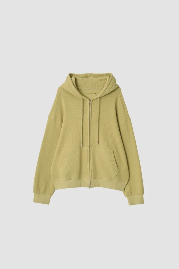 5th) Honne Light Green Waffle Hoodie Zip-Up