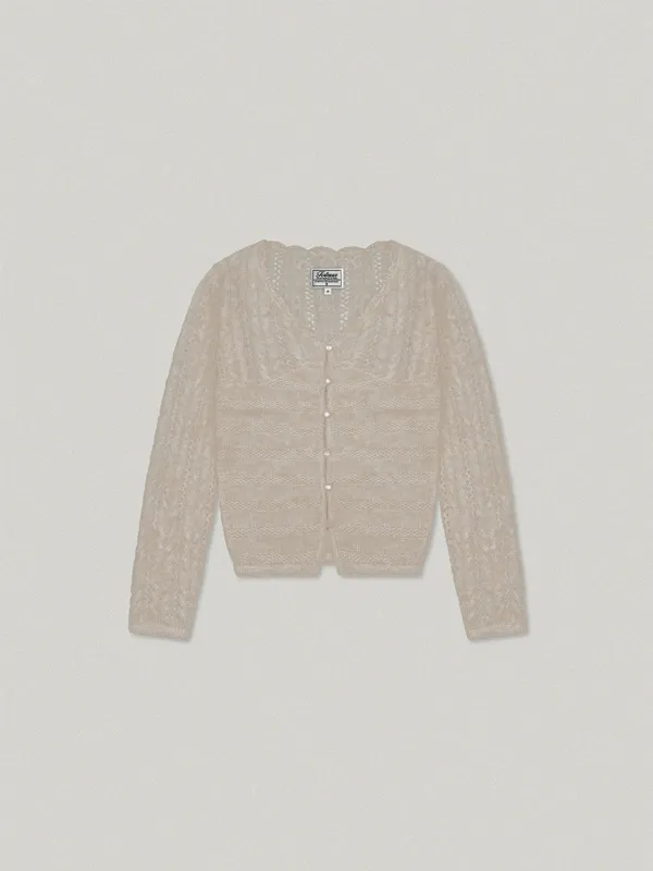 HAIRY CABLE CARDIGAN (OATMEAL)