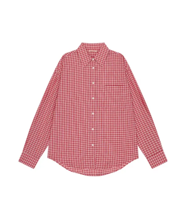 A3513 링클 체크 셔츠_Floral red