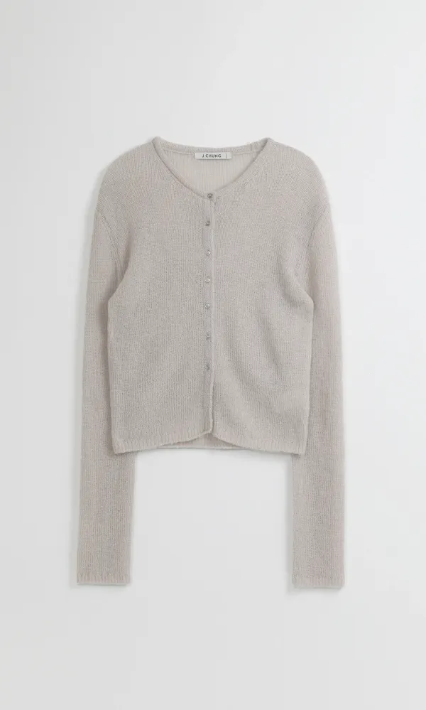 Sheer Button Up Cardigan_Light Grey