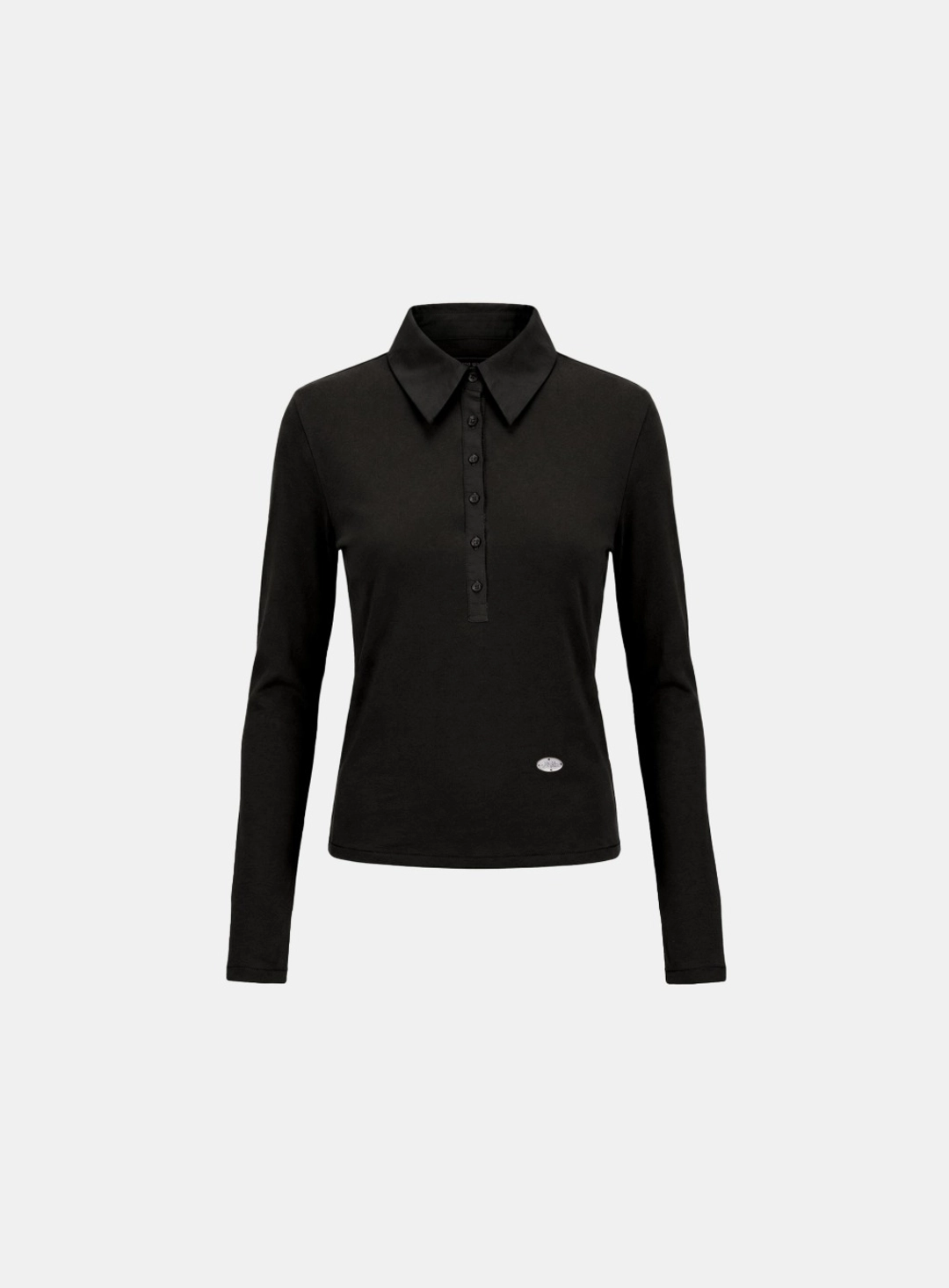 배드블러드 [w-tee26-064] Sleek Cotton Polo T-Shirt - Black 상품 이미지 1