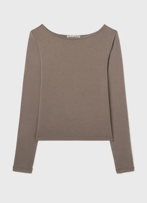 Wool Boat Neck Top / Beige