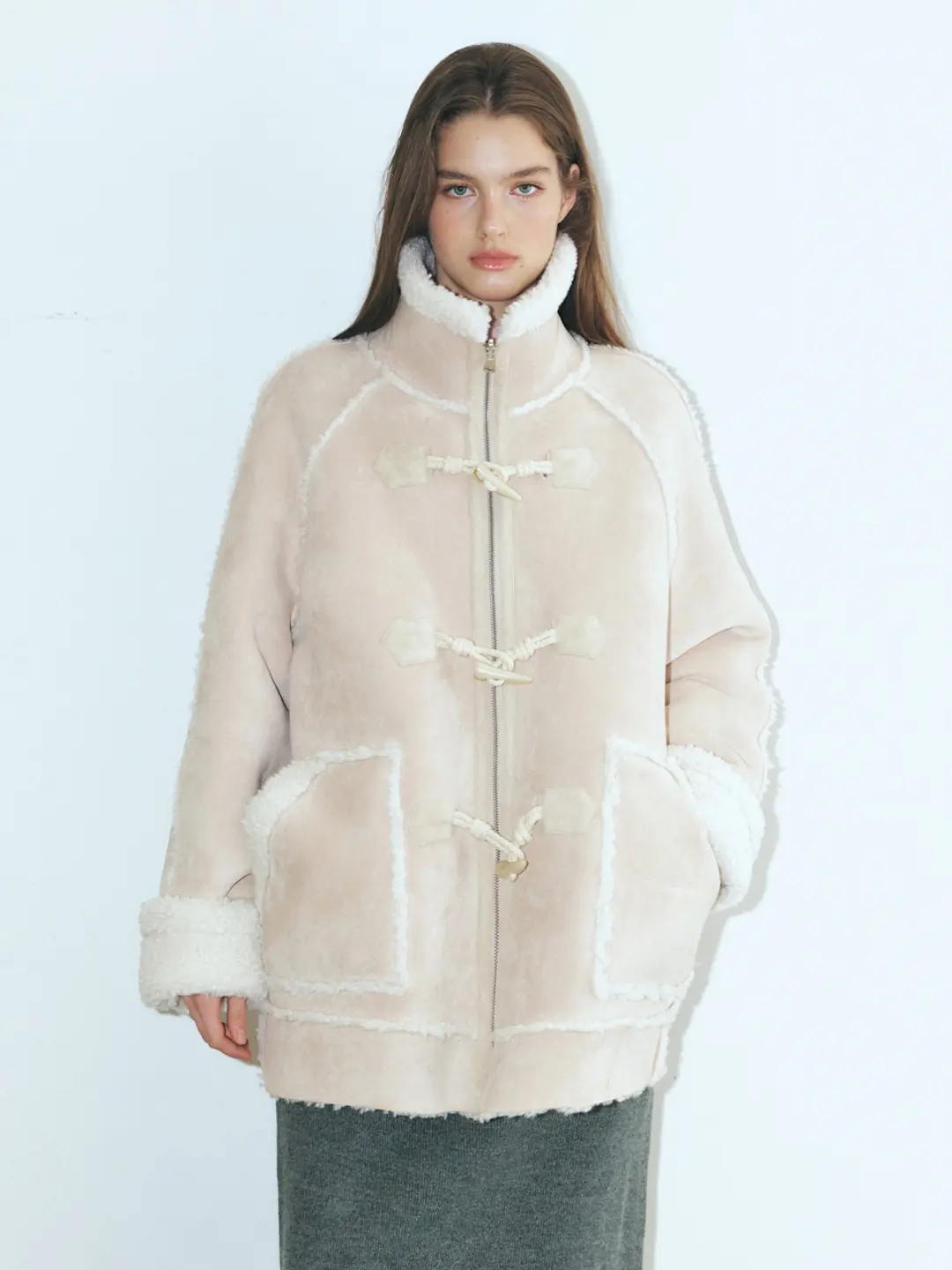 에트몽 Reversible Duffle Mustang Coat, Beige 상품 이미지 2