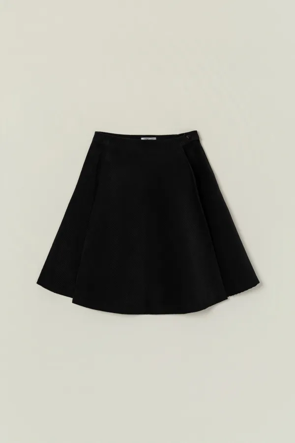 REMI CORDUROY FLARE HALF SKIRT_BLACK