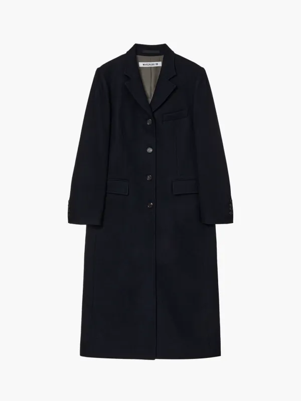 SINGLE LONG COAT_navy