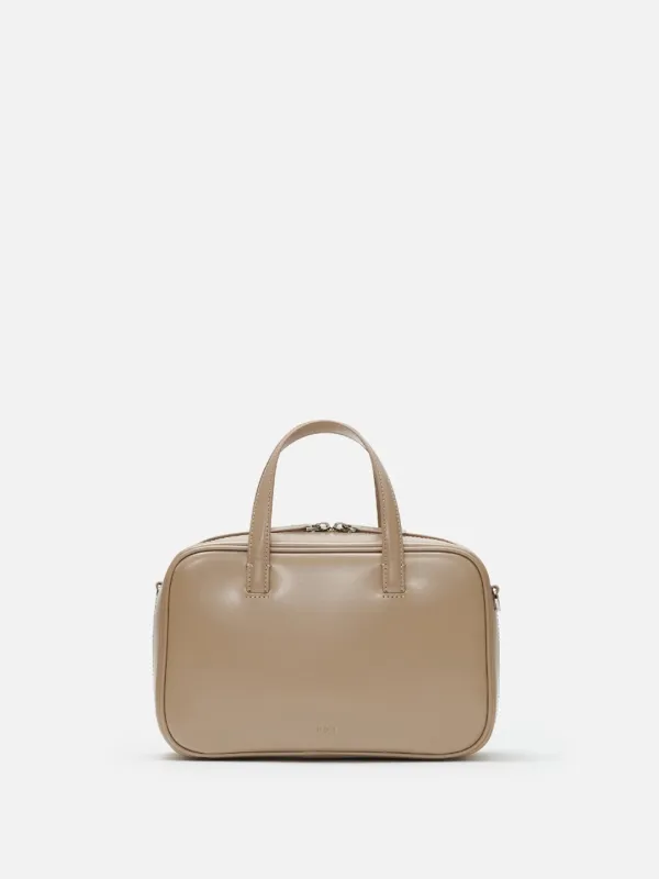 Medium Tin square tote bag Glossy beige